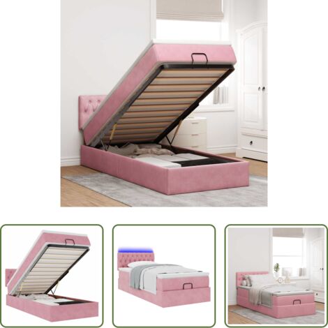 vidaXL Materasso a molle insacchettate -  Pouf Letto con Materasso e LED Rosa 80x200cm in Velluto
