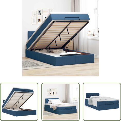 vidaXL Materasso a molle insacchettate -  Struttura Letto Pouf con Materasso Blu 120x190 cm in Tessuto