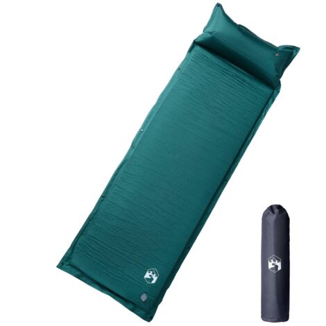vidaXL Materasso Campeggio Autogonfiabile con Cuscini 1 Persona Verde