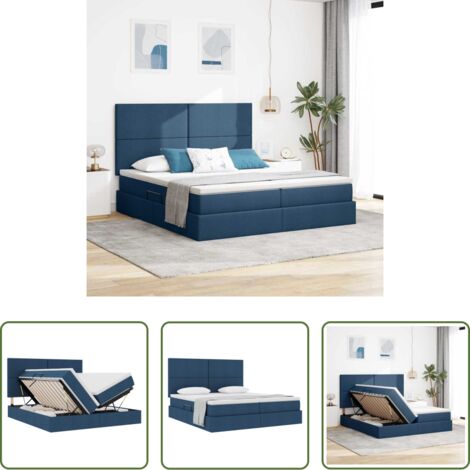 vidaXL Materasso con testiera -  Letto con Contenitore Blu 180 x 200 cm Pelle Sintetica
