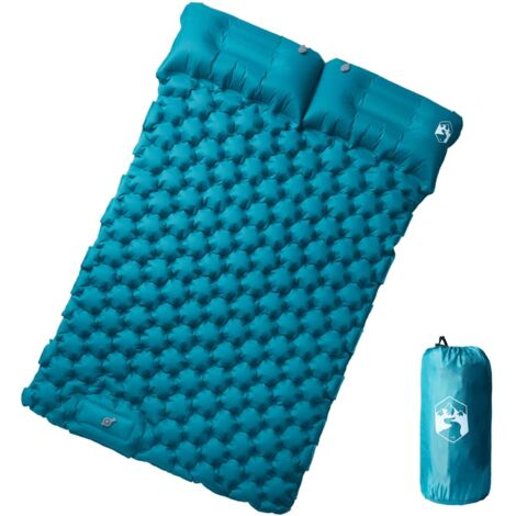 vidaXL Materasso da Campeggio Autogonfiabile con Cuscini 2 Persone Blu