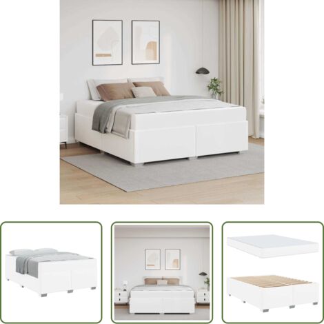 vidaXL Materasso di media durezza -  Struttura del letto con materasso Bianco 160 x 200 cm Tessuto