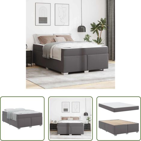 vidaXL Materasso di media durezza -  Struttura del letto con materasso Grigio 140 x 200 cm Tessuto