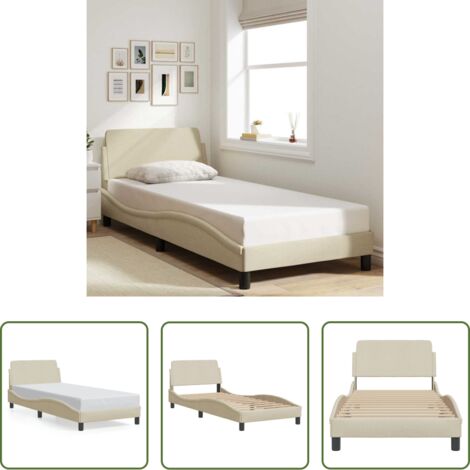 vidaXL Materasso -  Giroletto con Testiera Dover Crema 80x200 cm Tessuto