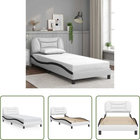 vidaXL Materasso -  Giroletto senza Materasso Hvar Bianco e Nero 80x200 cm in Similpelle