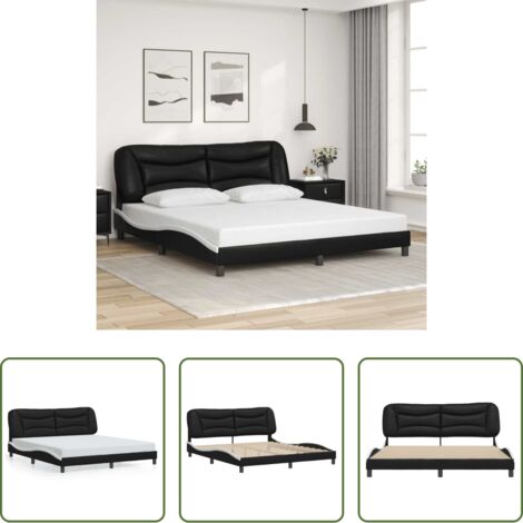 vidaXL Materasso -  Giroletto senza Materasso Hvar Nero e Bianco 180x200 cm in Similpelle