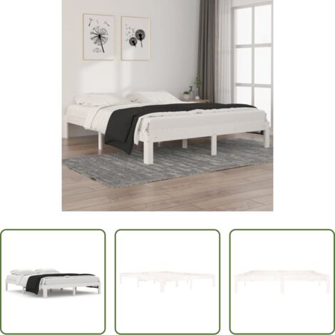 vidaXL Materasso in legno -  Giroletto Bianco in Legno Massello di Pino 160x200 cm