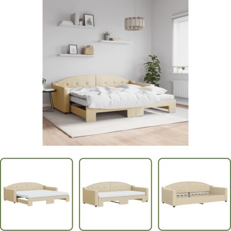 vidaXL Materasso in schiuma -  Divano Letto Estraibile con Materassi Crema 90x200 cm Tessuto