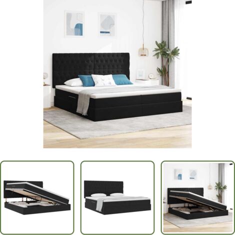 vidaXL Materasso -  Letto con contenitore e materasso Nero 200 x 200 cm Velluto