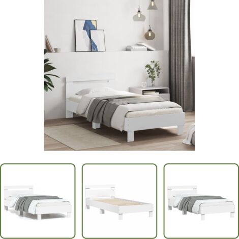 vidaXL Materasso letto -  Giroletto con Testiera Bianco 75x190 cm in Legno Multistrato