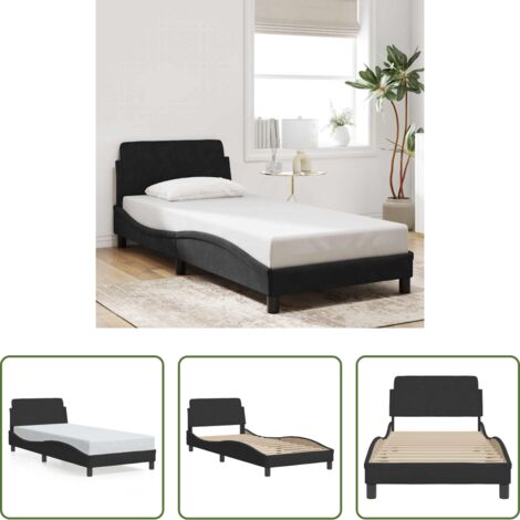 vidaXL Materasso letto -  Giroletto con Testiera Dover Nero 80x200 cm Velluto