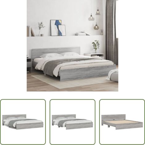 vidaXL Materasso letto -  Giroletto con Testiera Grigio Sonoma 180x200 cm