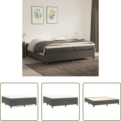 vidaXL Materasso letto -  Struttura Letto a Rete a Molle Grigio Scuro 200x200 cm Velluto