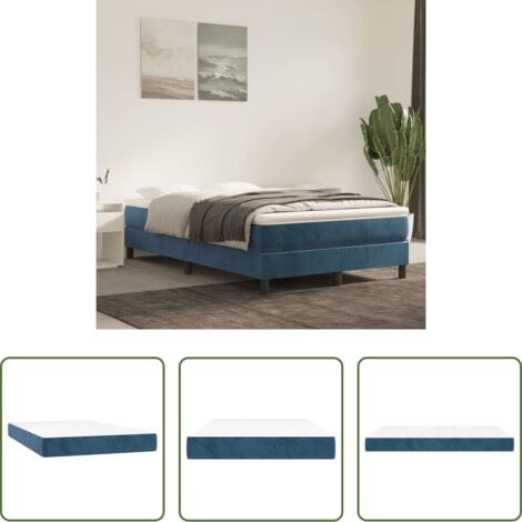 vidaXL Materasso morbido -  Materasso a Molle Insacchettate Rigidità Media Blu Scuro 120x200x20 cm in Velluto