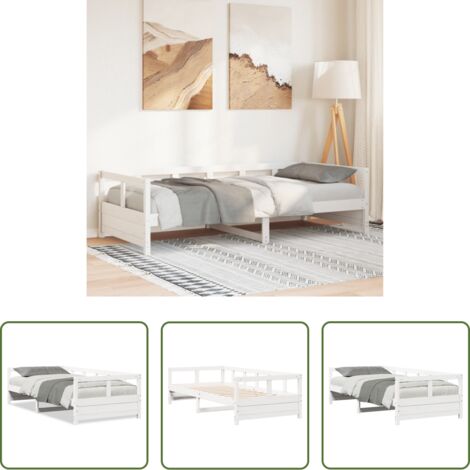 vidaXL Materasso per divano letto -  Dormeuse senza Materasso Bianca 90x200 cm Legno Massello Pino