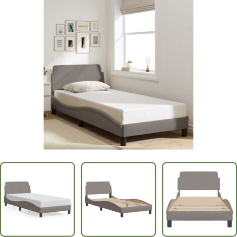 vidaXL Materasso per letto -  Giroletto con Testiera Dover Tortora 80x200cm Tessuto