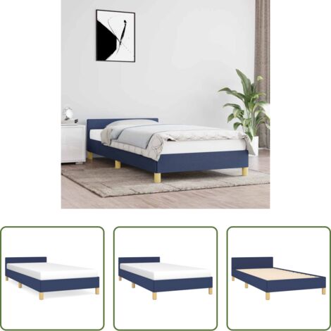 vidaXL Materasso per letto -  Giroletto con Testiera senza Materasso Blu 80x200 cm Tessuto