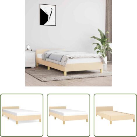 vidaXL Materasso per letto -  Giroletto con Testiera senza Materasso Crema 80x200 cm Tessuto
