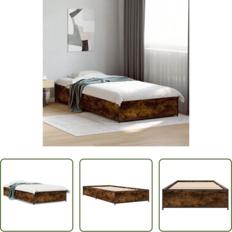 vidaXL Materasso per letto -  Giroletto Rovere Fumo 75x190 cm in Legno Multistrato e Metallo