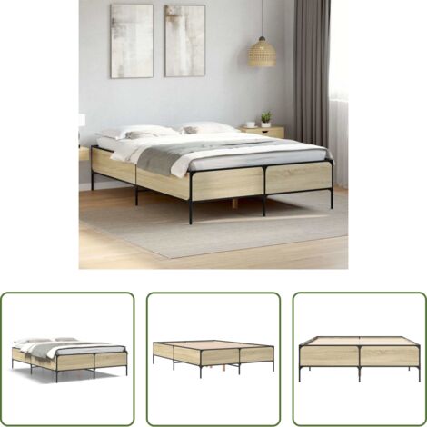 vidaXL Materasso per letto -  Giroletto Rovere Sonoma 120x200 cm in Legno Multistrato Metallo