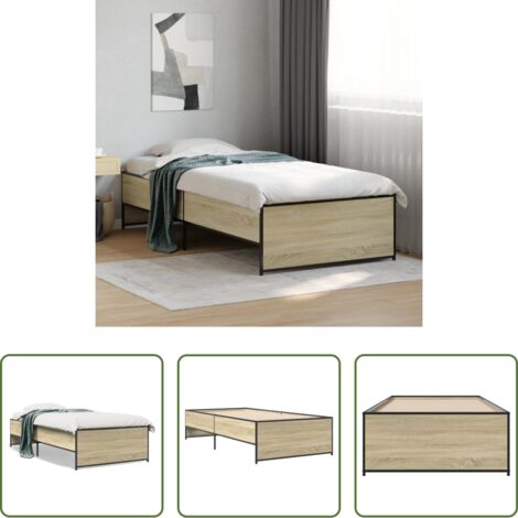 vidaXL Materasso per letto -  Giroletto Rovere Sonoma 75x190cm in Legno Multistrato e Metallo