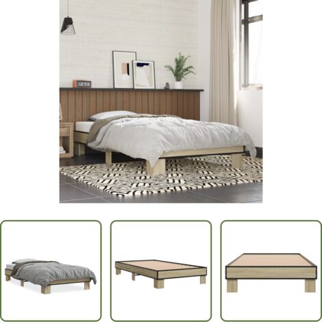 vidaXL Materasso per letto -  Giroletto Rovere Sonoma 75x190cm in Legno Multistrato e Metallo