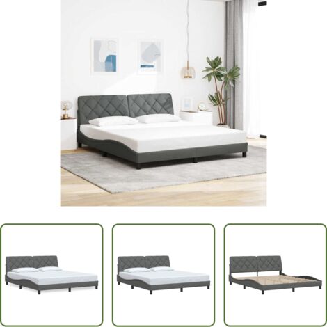vidaXL Materasso per letto -  Giroletto senza Materasso Grigio Scuro 180x200 cm Tessuto