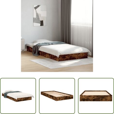 vidaXL Materasso per letto -  Giroletto senza Materasso Rovere Fumo 75x190 cm in Truciolato