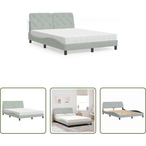 vidaXL Matratze mit Schaumstoff -  Bett mit Matratze Hellgrau 140x200 cm Samt