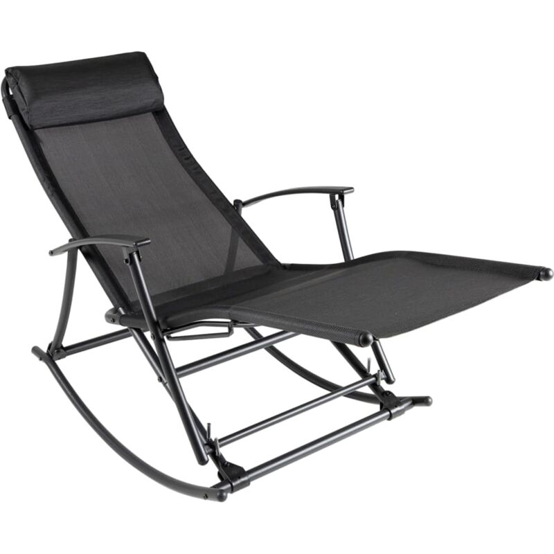 

vidaXL Silla mecedora de jardín acero y textilene negro - Negro