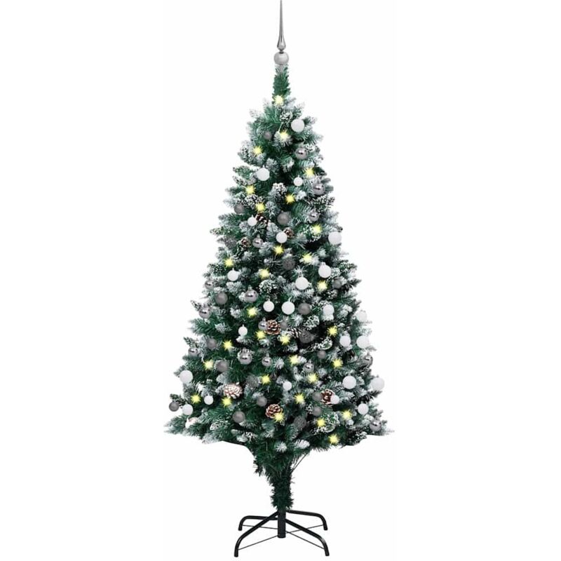 

Medio árbol de Navidad artificial con LED, bola y piñas 180 cm - Vidaxl