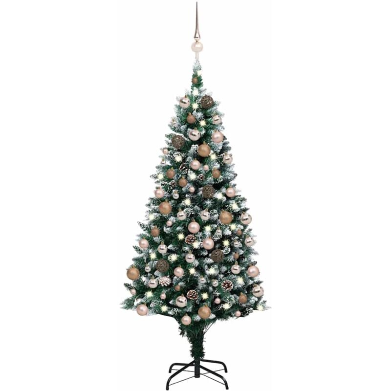 

vidaXL Medio árbol de Navidad artificial con LED, bolas y piñas 180 cm