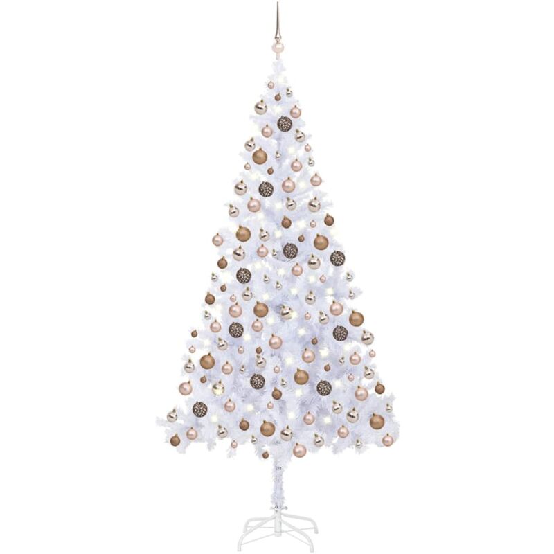 

Medio árbol de Navidad artificial LED bolas 910 ramas 210 cm - Vidaxl