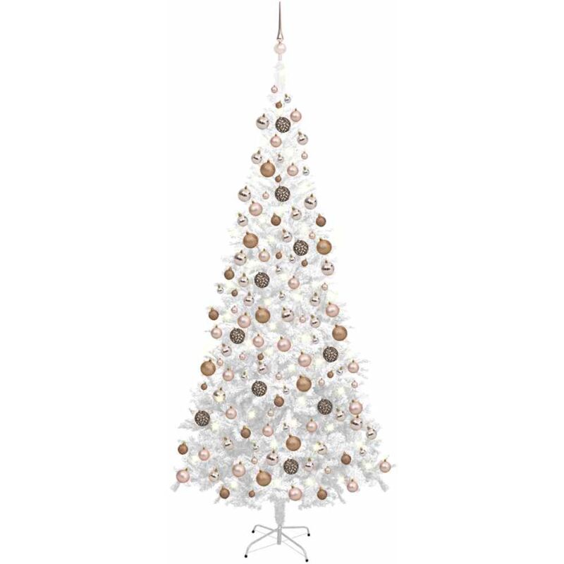 

vidaXL Medio árbol de Navidad artificial LED bolas L blanco 240 cm