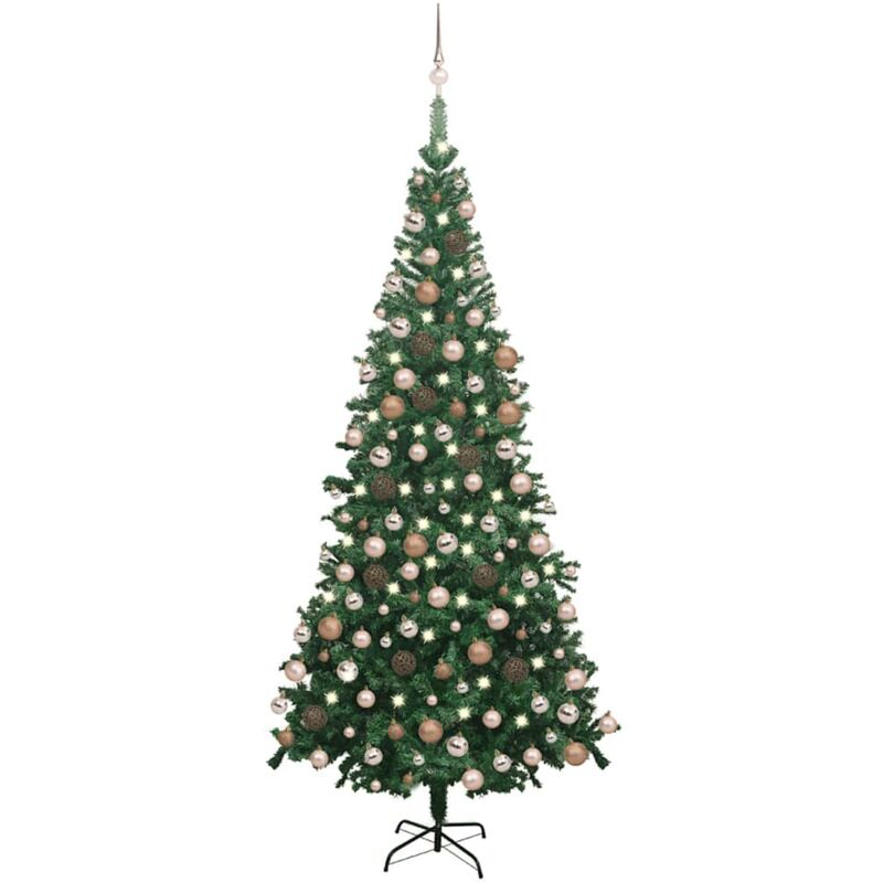 

Medio árbol de Navidad artificial LED bolas L verde 240 cm - Vidaxl