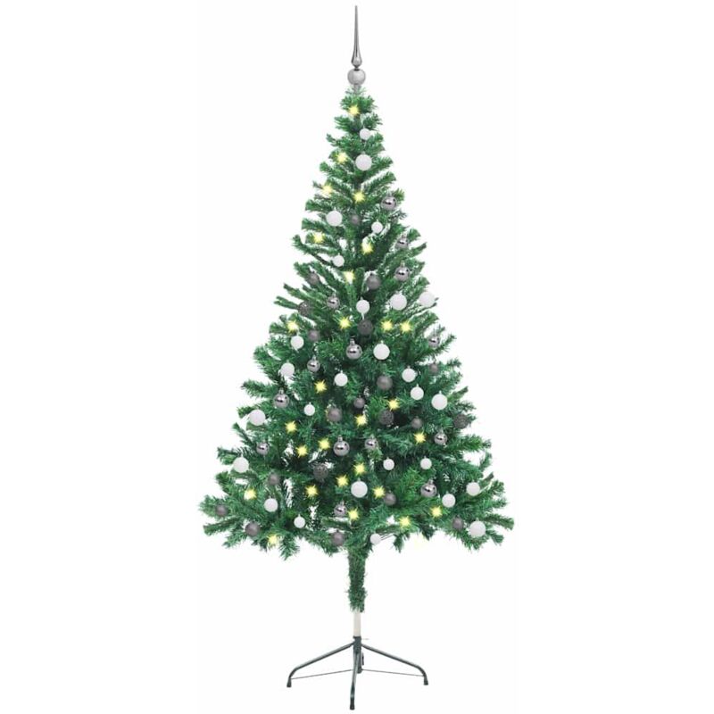 

Medio árbol de Navidad artificial LED y bolas 380 ramas 150 cm - Vidaxl