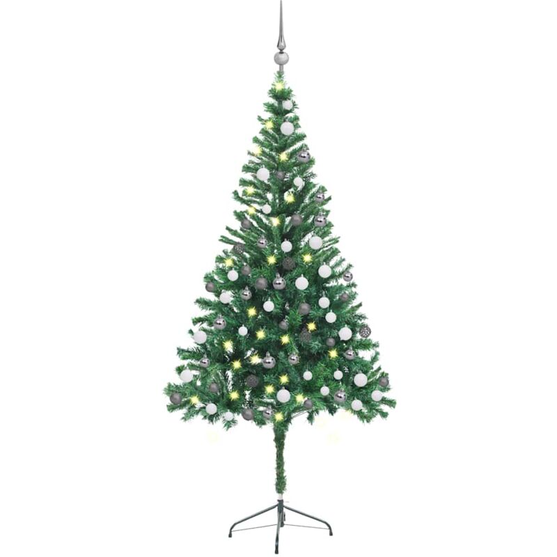 

Medio árbol de Navidad artificial LED y bolas 564 ramas 180 cm - Vidaxl