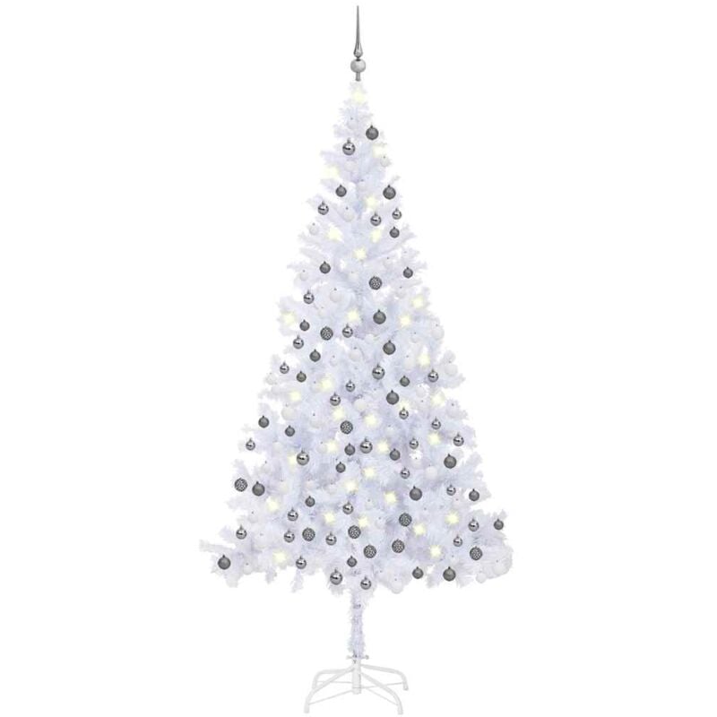 

Medio árbol de Navidad artificial LED y bolas 910 ramas 210 cm - Vidaxl