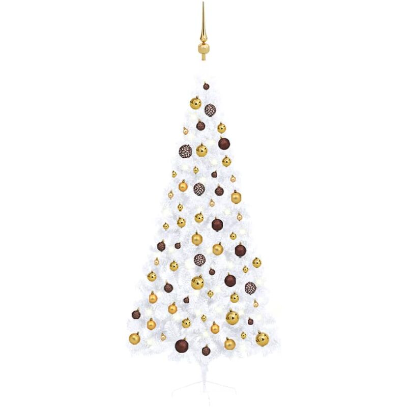 

Medio árbol de Navidad artificial LED y bolas blanco 180 cm - Vidaxl