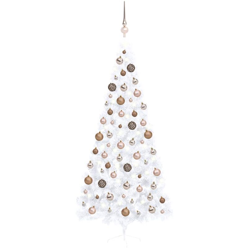 

Medio árbol de Navidad artificial LED y bolas blanco 240 cm - Vidaxl