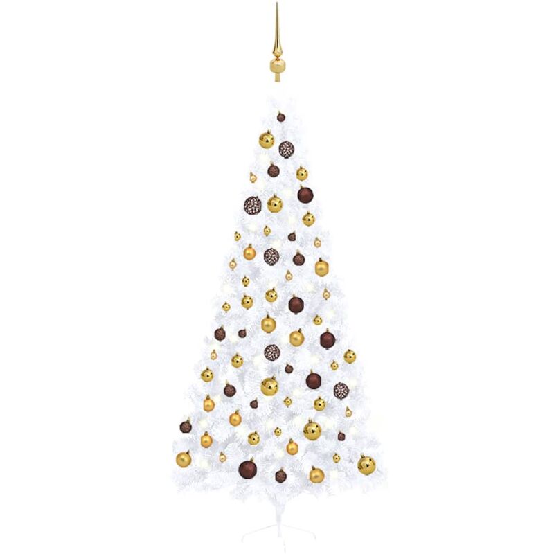 

Medio árbol de Navidad artificial LED y bolas blanco 240 cm - Vidaxl