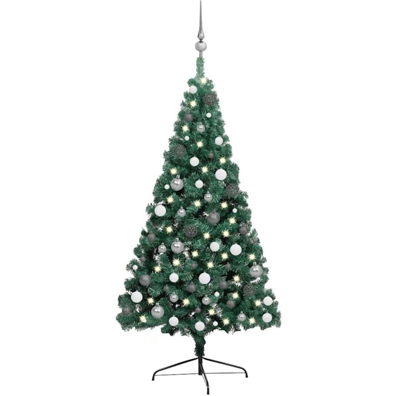 

Medio árbol de Navidad artificial LED y bolas verde 240 cm - Vidaxl