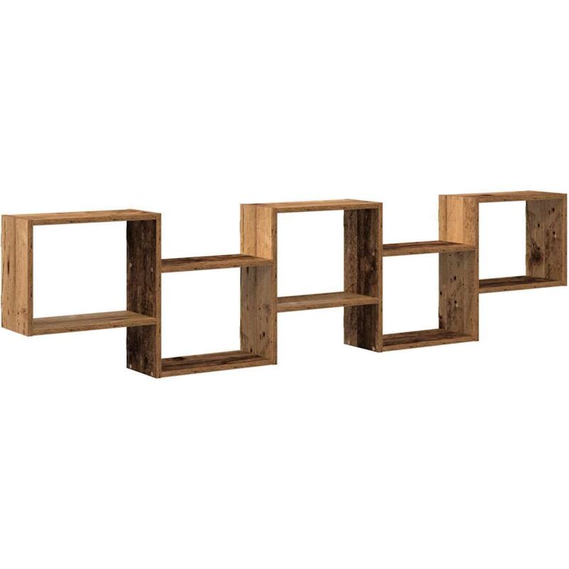 Vidaxl Mensola A Cubo Da Parete 5 Scomparti Truciolato Legno Antico