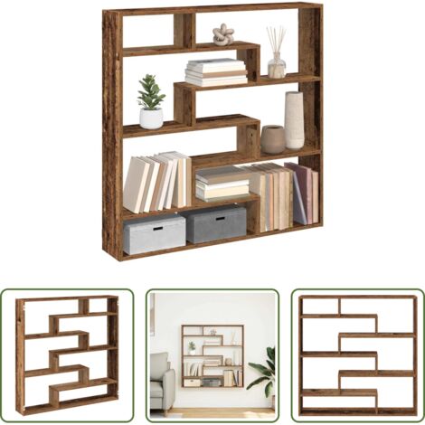 vidaXL Mensola a cubo -  Mensola a Cubo da Parete 7 Scomparti in Truciolato Legno Antico