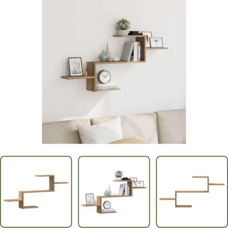 vidaXL Mensola a muro -  Scaffale a Parete Rovere Artigianale 104x15x49 cm in Truciolato