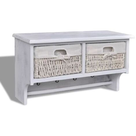 vidaXL Mensola da Parete Bianca 60x23,5x33 cm in Legno di Paulownia