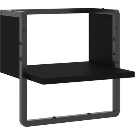 vidaXL Mensola da Parete con Asta Nera 30x25x30 cm
