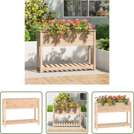 vidaXL Mensola in legno -  Fioriera con Mensola 111,5x34,5x81 cm in Legno Massello di Pino