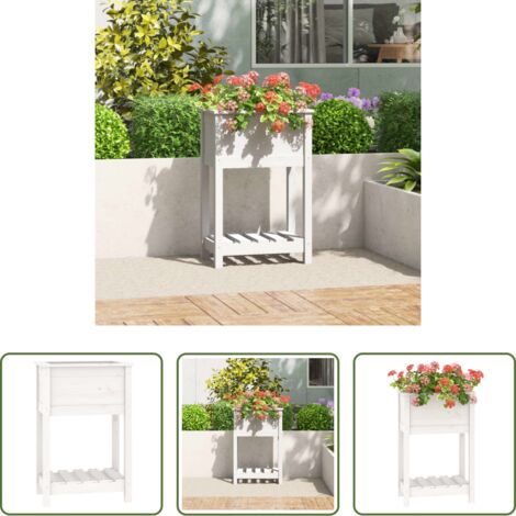 vidaXL Mensola per piante -  Fioriera con Mensola Bianca 54x34,5x81cm Legno Massello di Pino