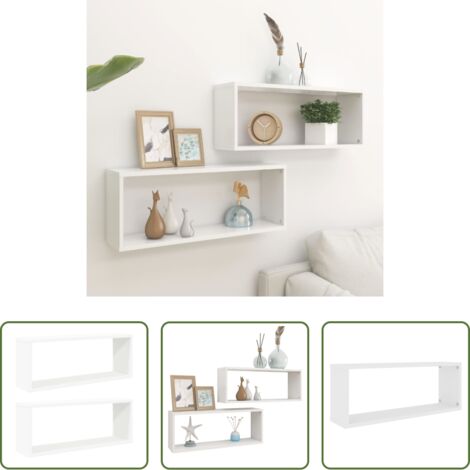 vidaXL Mensole a cubo -  Mensole Parete a Cubo 2pz Bianche 60x15x23 cm Legno Multistrato